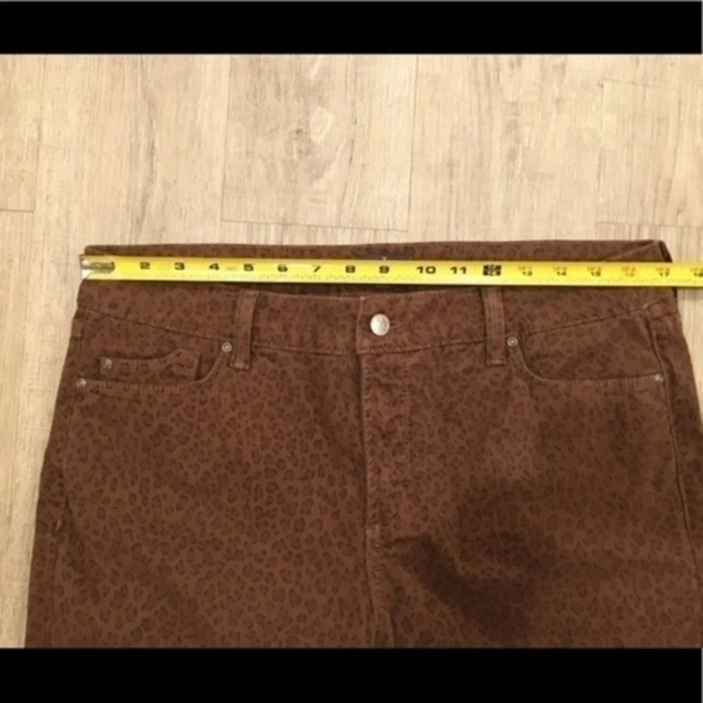 NYJD Brown Cheetah Ankle Pants Size 14 Lift Tuck Technology Made in USA NWOT
